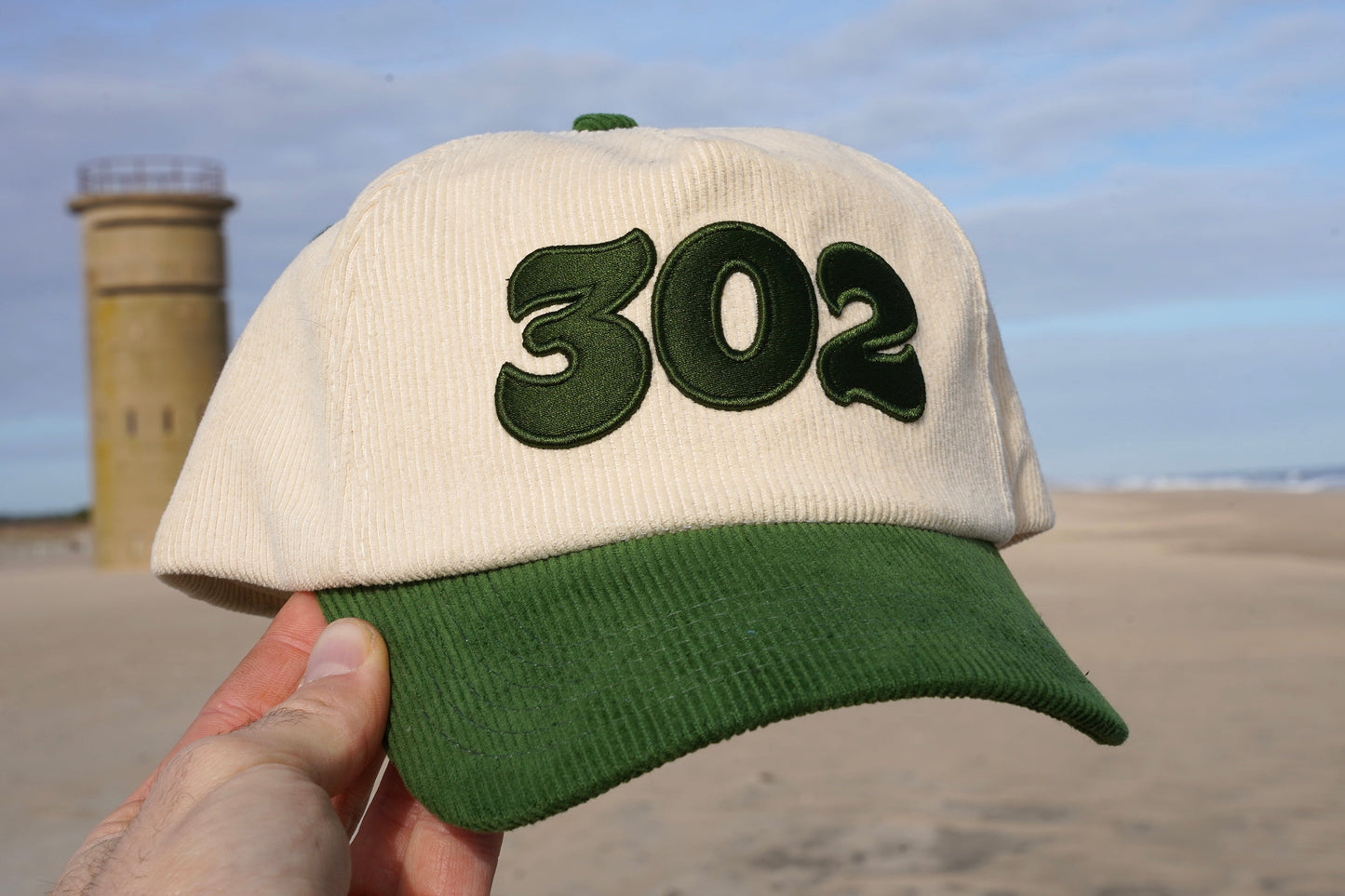 302 Corduroy Hat (Cream/Green)