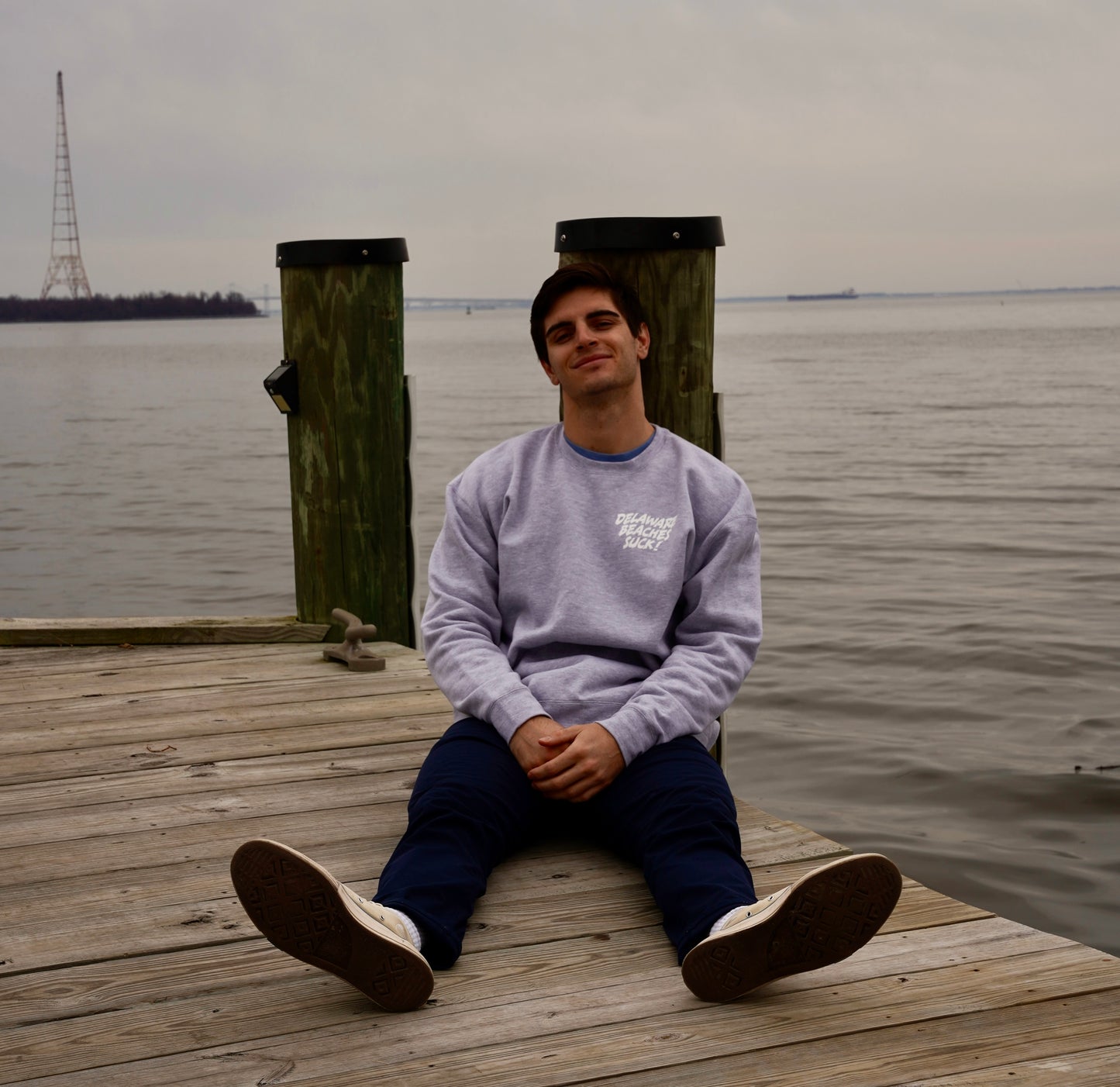 Delaware Beaches Suck Crewneck - Grey